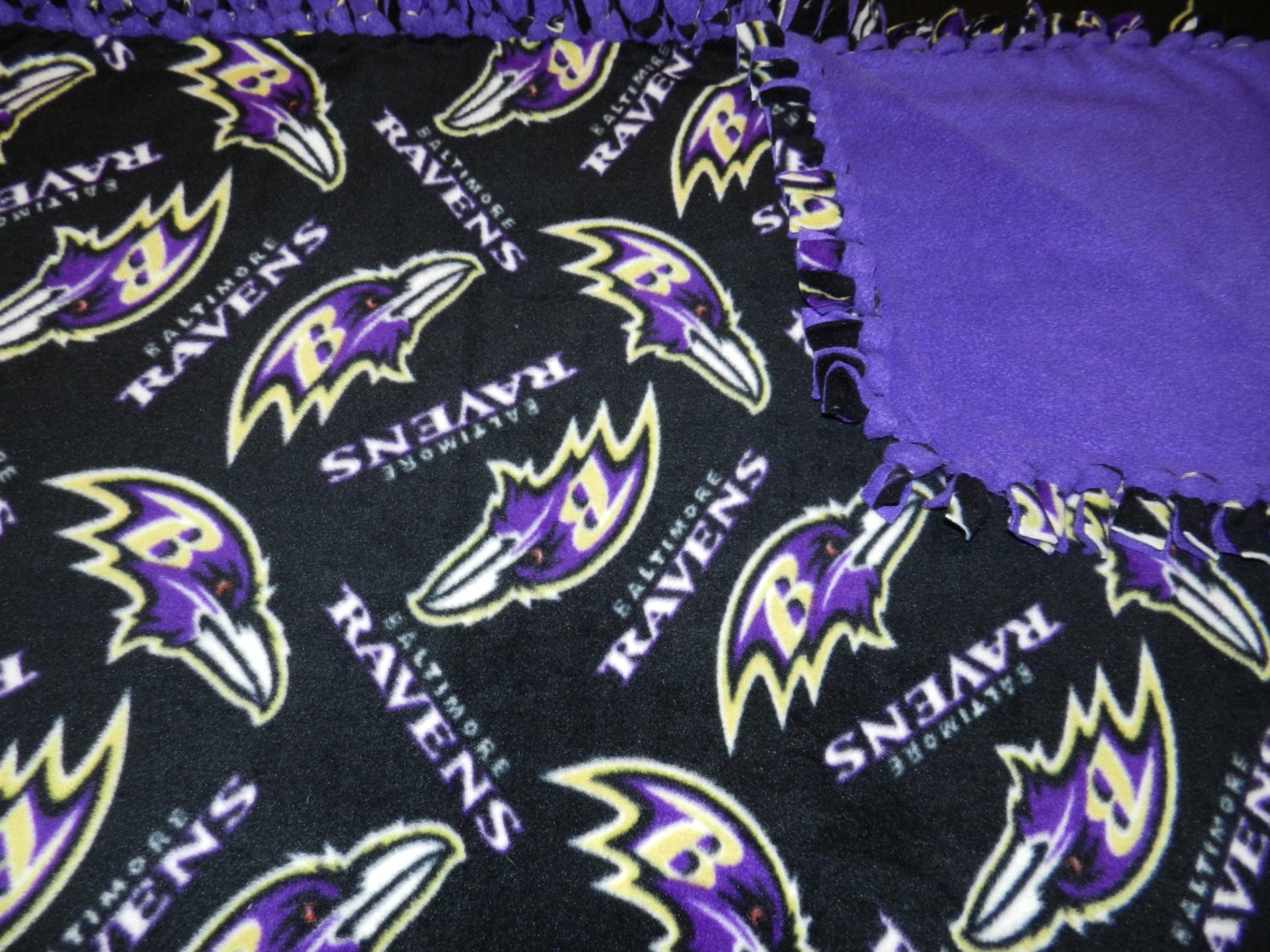 NFL Baltimore Ravens XLARGE Fleece Tie Blanket W/ Purple Etsy