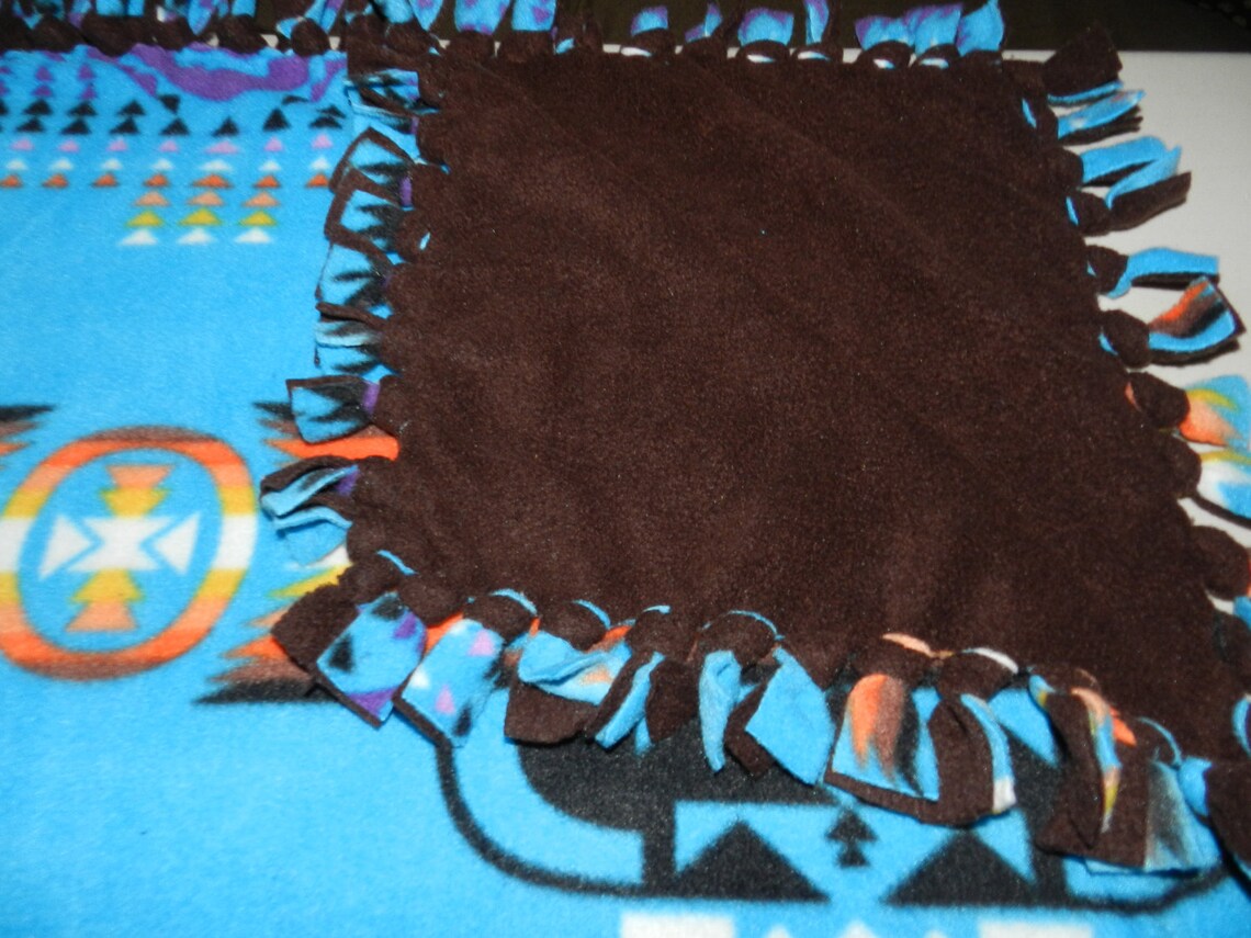 Native American Print Bright Blue Fleece Ties Blanket Navajo Etsy