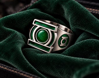 Lantern Power Ring, Black Onyx, Enamel Detail, Men's Statement Jewelry