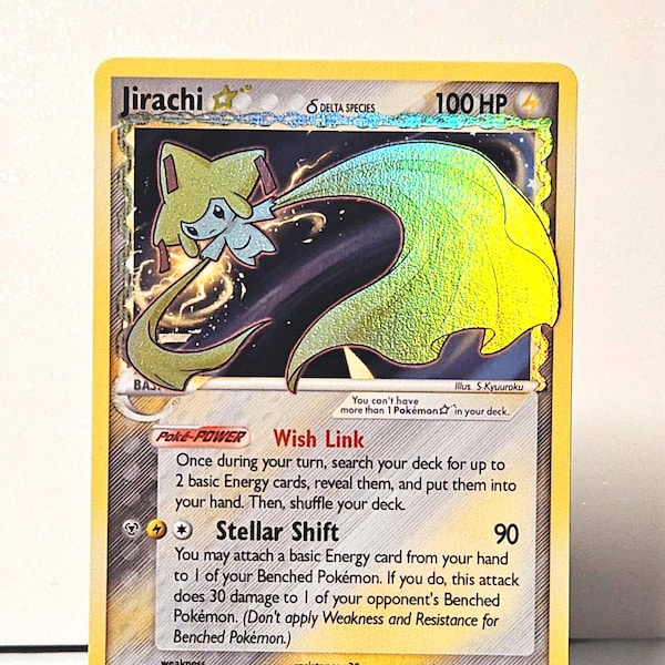Jirachi Estrella Dorada - HOLO - Especie Delta - Carta Pokémon Personalizada/Hecha por Fans - ¡Hecha a mano! - ¡Edición Limitada!