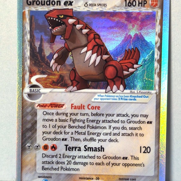 Groudon EX - HOLO - Especie Delta - Carta Pokémon personalizada/hecha por fans - ¡Hecha a mano!