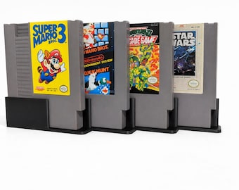 NES Cartridge Stand – 3D Printed Display Holder for 4 Games, Retro Shelf Display