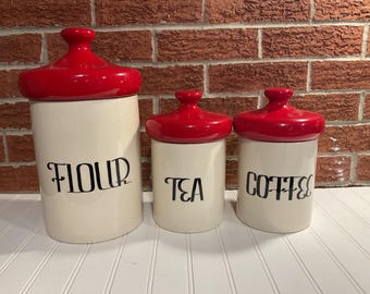 Vintage vakantieontwerpen Meel, thee en koffie keukenbussen