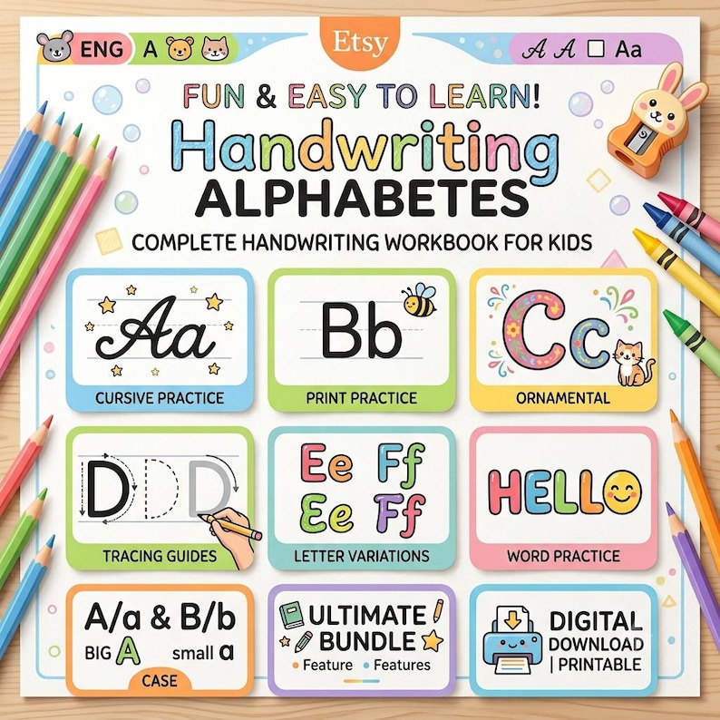 Alphabet Tracing Workbook | ABC Handwriting Practice for Kids (digital ...