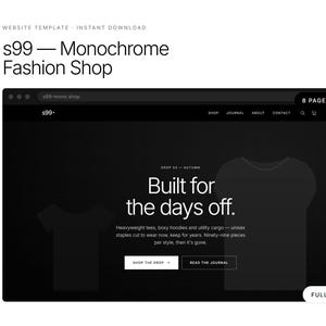 Minimalistisk modehemsidemall | Webbutik för kvinnor och män, redigerbar utan kod, kundvagn, responsiv HTML, direktnedladdning