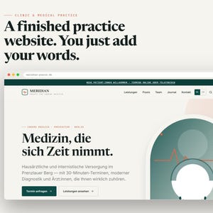 Klinik-Website-Vorlage, Deutsche & Englische Arztpraxis-Website, Bearbeitbare HTML-Vorlage, No-Code, Arzt-Website, Sofort-Download