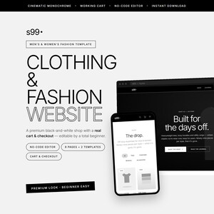 Minimalistische mode website template | Online winkel voor dames en heren, bewerkbaar zonder code, winkelwagen, responsieve HTML, direct te downloaden