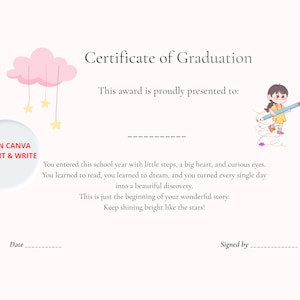 Redigerbart examensbevis för förskoleklass, Cloud Award för flickor (PDF)