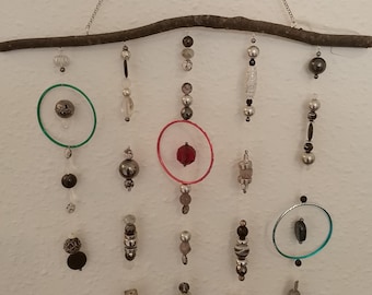 Handmade Recycled Jewelry Circles Windchime, Boho Wall Decor