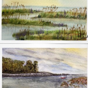 Sommerliches Sumpf-Aquarellgemälde: Abendlandschaft Bild 4