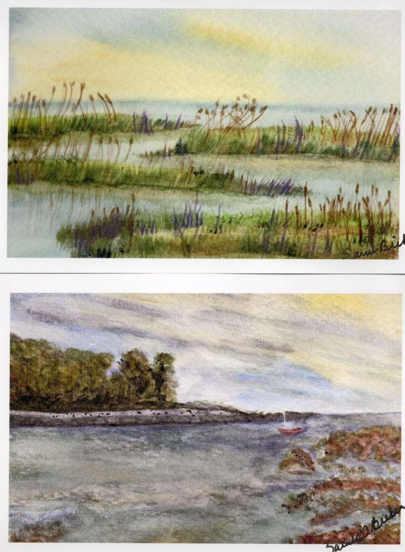 Sommerliches Sumpf-Aquarellgemälde: Abendlandschaft Bild 4