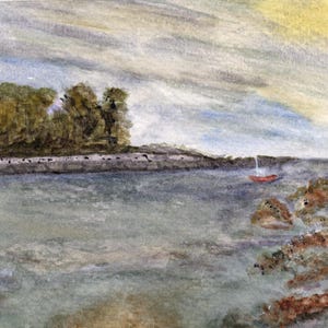 Sommerliches Sumpf-Aquarellgemälde: Abendlandschaft Bild 3