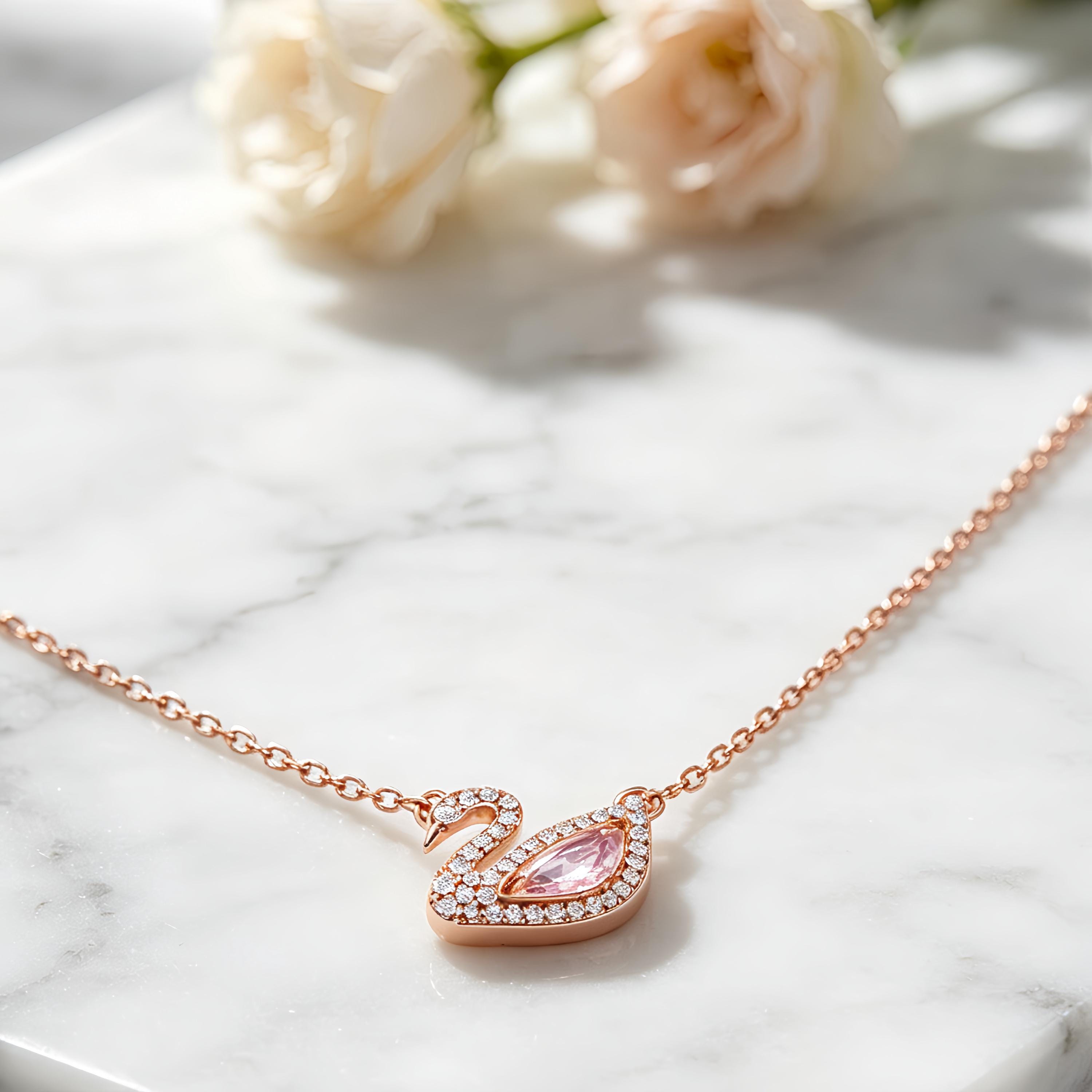 Swarovski crystal swan necklace - Etsy 日本
