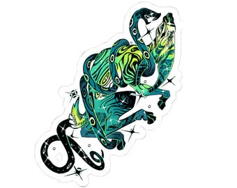 Mystical Snake Around Rabbit Sticker Kiss-Cut Sticker | Teal Stars Vinyl