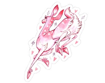 Pink Deer with Hearts sticker | Kiss-Cut Stickers