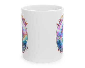 Funny Dolphin Mug | Psychedelic Rainbow Ceramic Coffee Mug