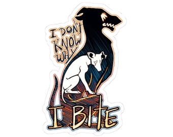 Dog Illustration Sticker | Pet Humor, Darkly Playful Art (Kiss-Cut Vinyl)