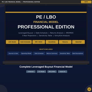 PE/LBO Financial Model | Excel Template | 3-Statement Model, Debt Schedule, DCF & Returns Analysis