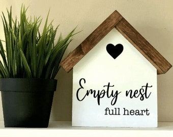 Empty Nest Full Heart Sign For Parent | Empty Nester Farmhouse Décor | Parent Thank You Gift From Grown Children | Long Distance Children