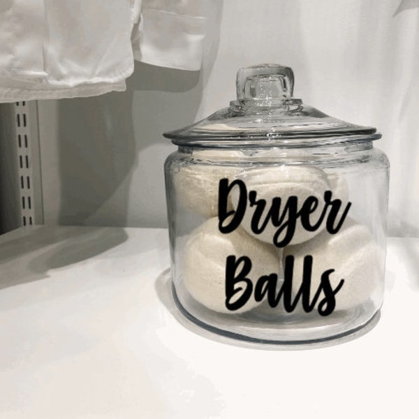 Laundry Room Decor | Dryer Balls Storage Decal | Laundry Room Organization | Homeowner Gift Ideas | Wool Dryer Ball Storage Label