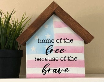 4th of July Farmhouse Decor | American Flag Watercolor Sign | Patriotic Wood Sign | Summer Tiered Tray | Fourth of July Farmhouse Mantle