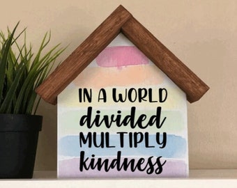 Math Teacher Classroom Sign | In A World Divided Multiply Kindness | Watercolor Rainbow Decor | Teacher Gift Idea | Inclusion Classroom Sign