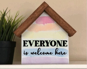 Pride Month Watercolor Rainbow Decor | Everyone is Welcome Here | Inclusion Equality Diversity Decor for Classroom | LGBTQ Pride Flag