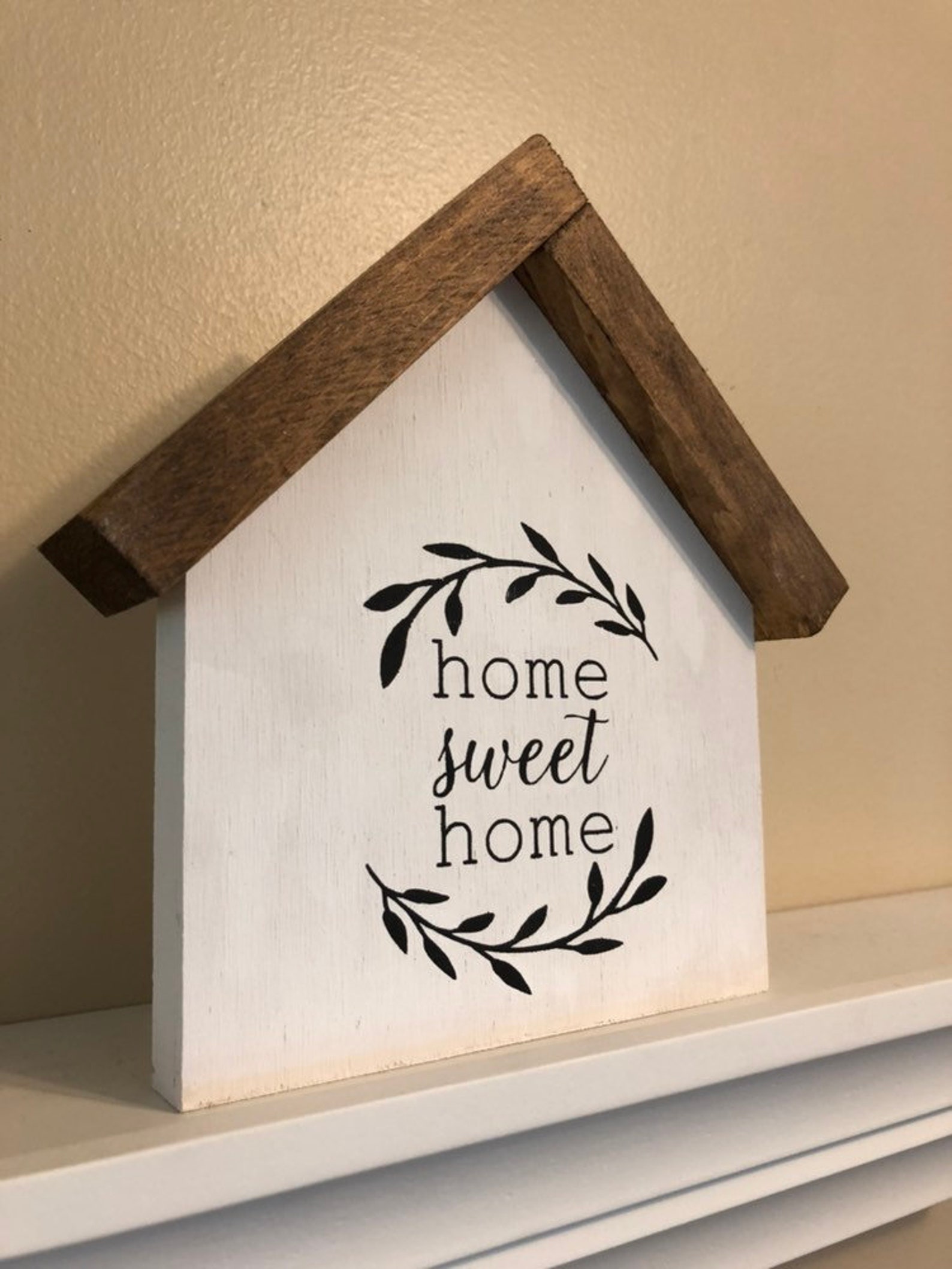 Home Sweet Home House Shaped Wood Sign Entry Way Decor Etsy