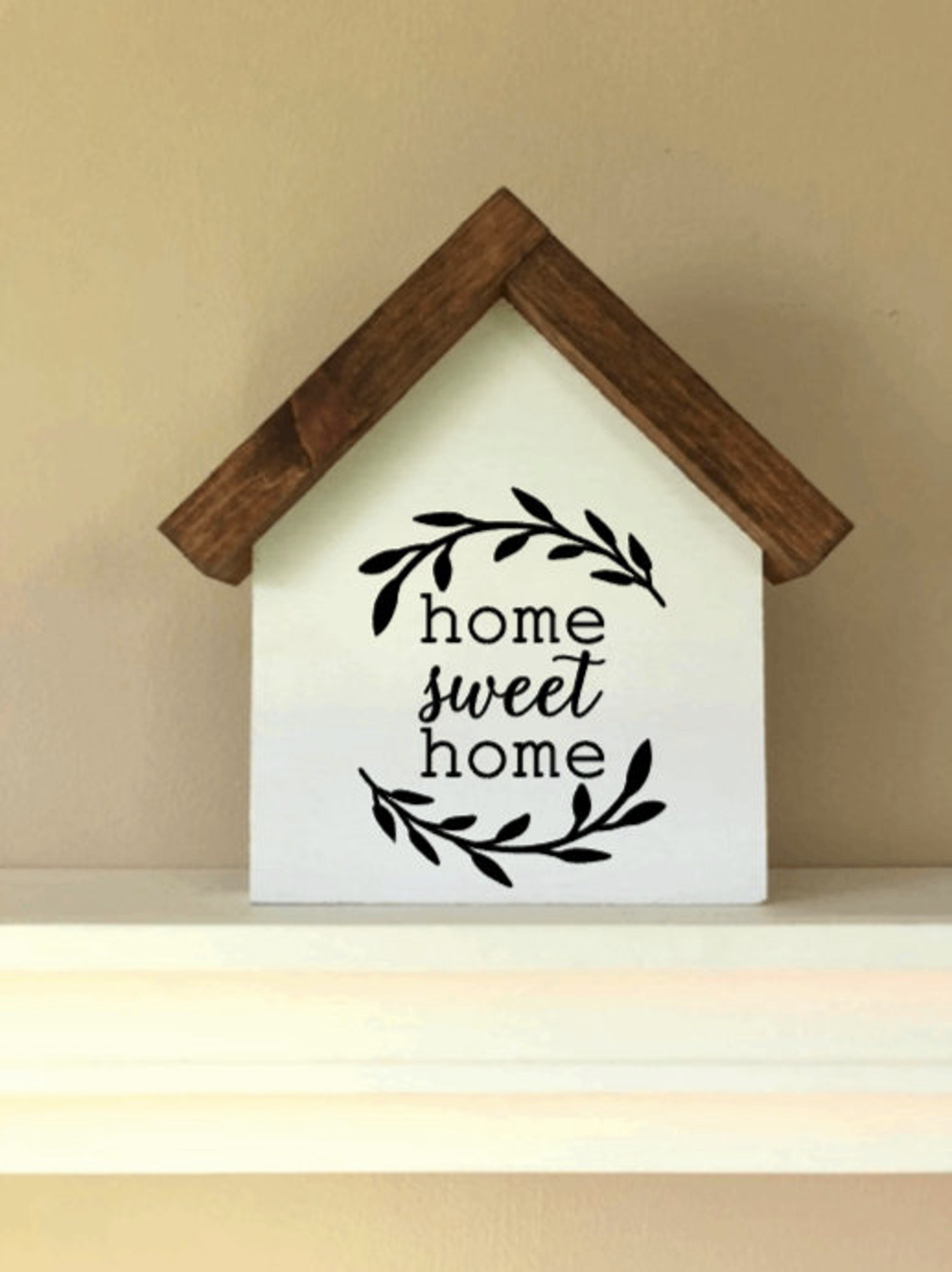 Home Sweet Home House Shaped Wood Sign Entry Way Decor Etsy