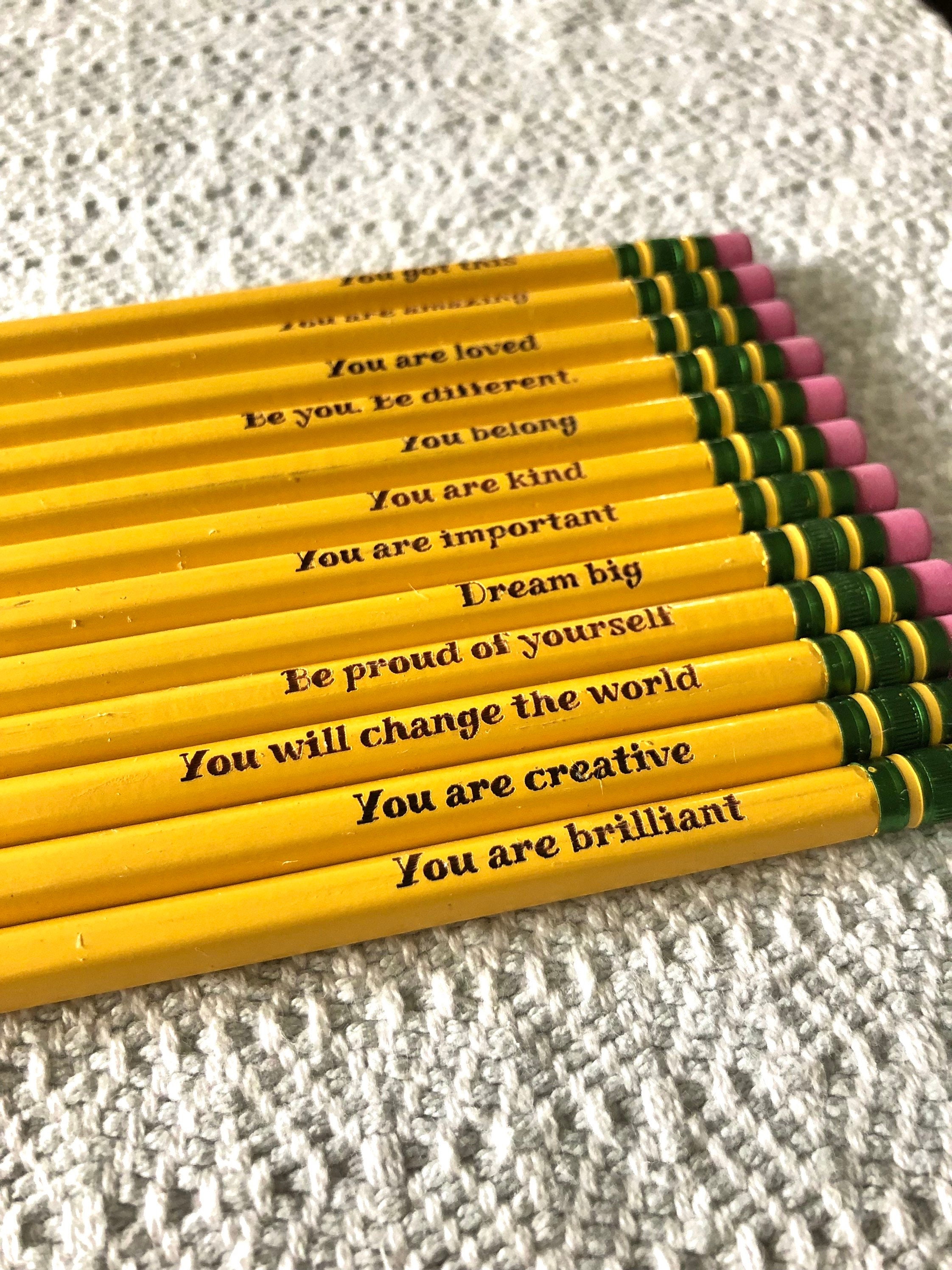  DASHENRAN Affirmation Pencil Set, Motivational Pencils,  Personalized Compliment Wood Pencils, Pencil Set for Sketching and Drawing,  for Students and Teachers, (Color+Primary) : Office Products