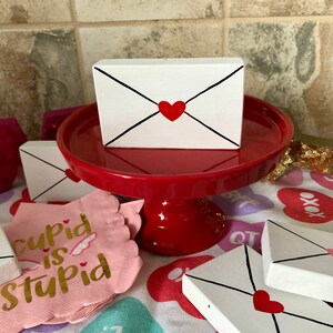 One Mini Wooden Valentines Day Envelope Love Letters Vday Decor Pink and Red Hearts Tiered Tray Decor Vday Gift Ready to Ship image 6