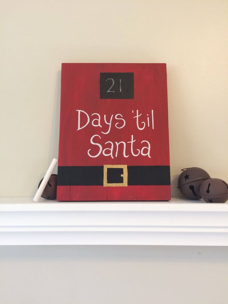 Chalkboard Days til Santa Xmas Countdown on Wood Rustic Xmas Etsy