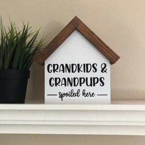 Grandkids And Grandpups Spoiled Here | Grandma And Grandpas House Welcome Sign | Gift from Grandkids | Funny Entryway Decor | Dog Owner Sign