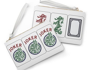 Handtas Mahjong Joker Tiles | Polsbandje van PU-leer voor het dragen van een mahjongkaart en meer