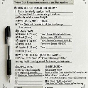 Anti-Procrastination Study Planner | Pomodoro ADHD Focus Tracker Printable PDF