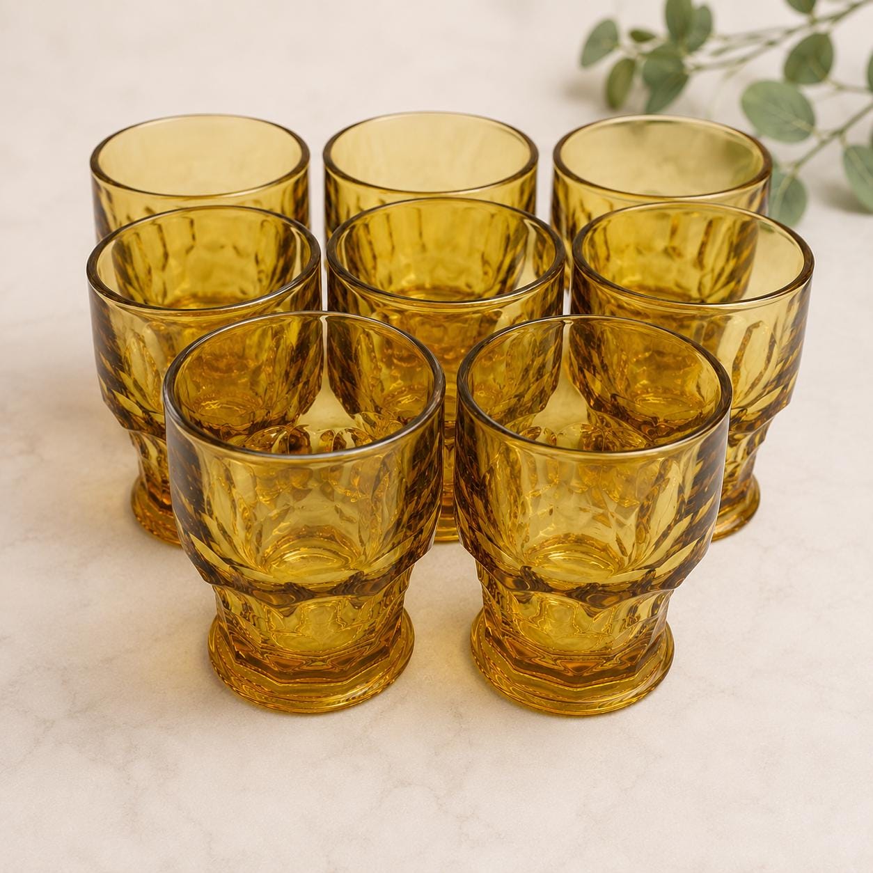 Mid Century Amber Glassware - Etsy