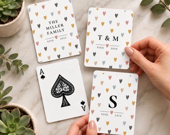 Carte da gioco personalizzate a forma di cuore, carte da gioco personalizzate, carte da gioco personalizzate, regali per serate di gioco in famiglia, mazzo di carte, regalo autunnale per chi ospita