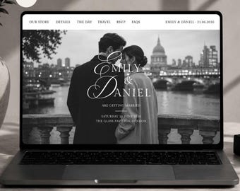 Black and White Wedding Website Template, Editorial Canva Design, Amara (Digital Download)