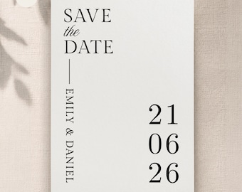Black Tie Save the Date Template, Modern Minimalist Canva Wedding Template (Digital Download)
