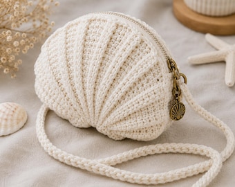 Crochet Scallop Shell Bag Pattern, Textured Crossbody Purse Tutorial (Digital Download)