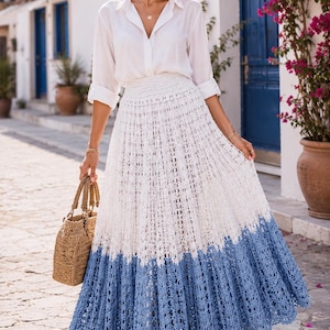 Patrón de falda larga de ganchillo en PDF / Cubrebaño de playa de encaje estilo boho (descarga digital)