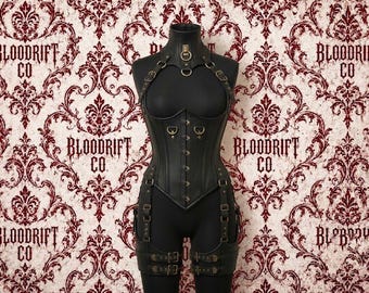 Schwarzer Leder Korsett Unterbrust Harness – Gothic, Steampunk & Alternative Mode