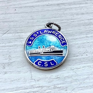 SS St Lawrence Charm: Sterling Silver & Enamel, CSL Canadian Travel Steamship