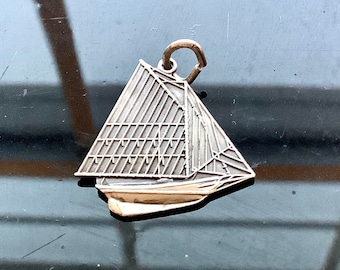 Friendship Sloop Charm, Sterling Silver Maine Sailboat Working Boat