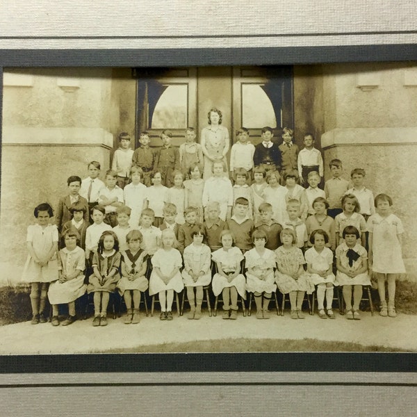 30s Elementary Class Picture Sepia School Photo Girls Boys Teacher