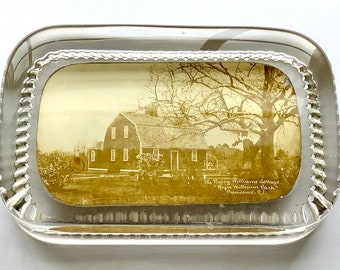 Betsey Williams Cottage Antique Glass RPPC Paperweight Providence RI Park