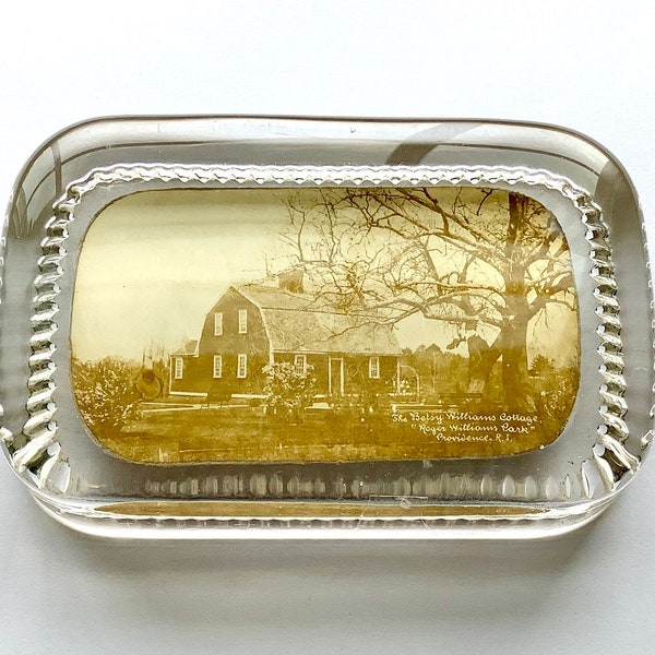 Betsey Williams Cottage Antique Glass RPPC Paperweight Providence RI Park