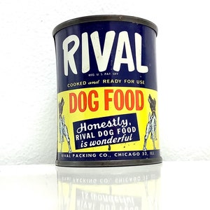 Rival Dog Food Bank, Vintage Retro Gulf Mini Tin Can Advertising