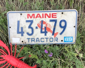 Maine Tractor License Plate 43-479, 1988 Vintage ME Lobster Tag