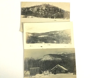 Lot 3 Antique RPPC Winter Landscape Postcards Open Farmland, Hills